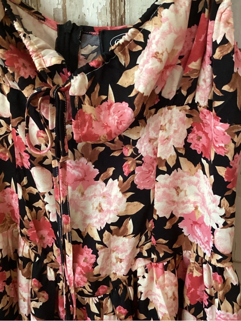 Cider Black Mini Dress with Pink Floral Print - NWT! - Size M - Picture 4 of 9
